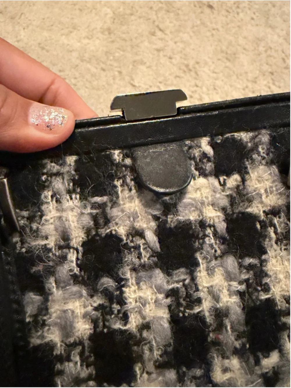 Vintage Classiques Entier tweed gingham frame bag